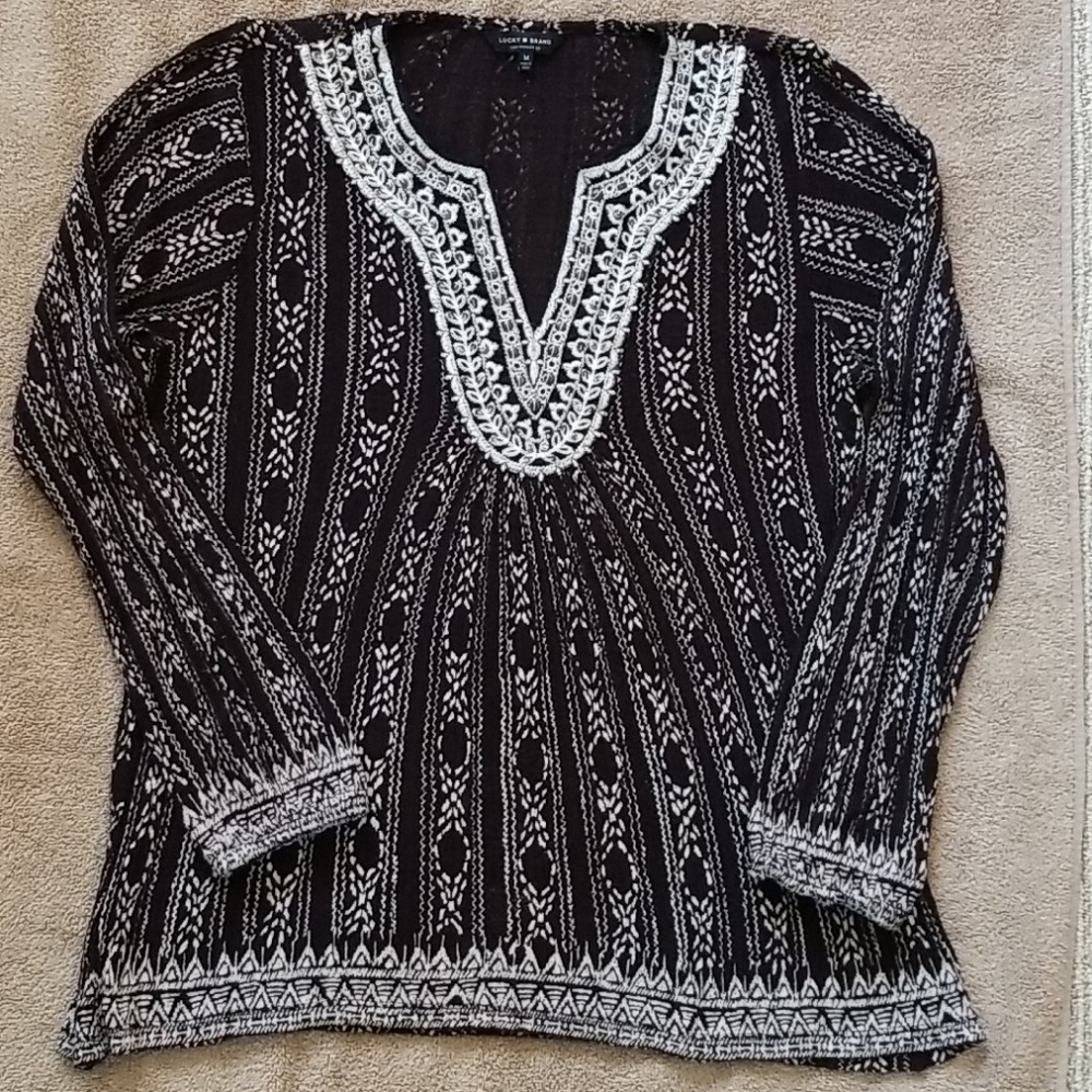 Lucky Brand L/S Boho Beaded Top